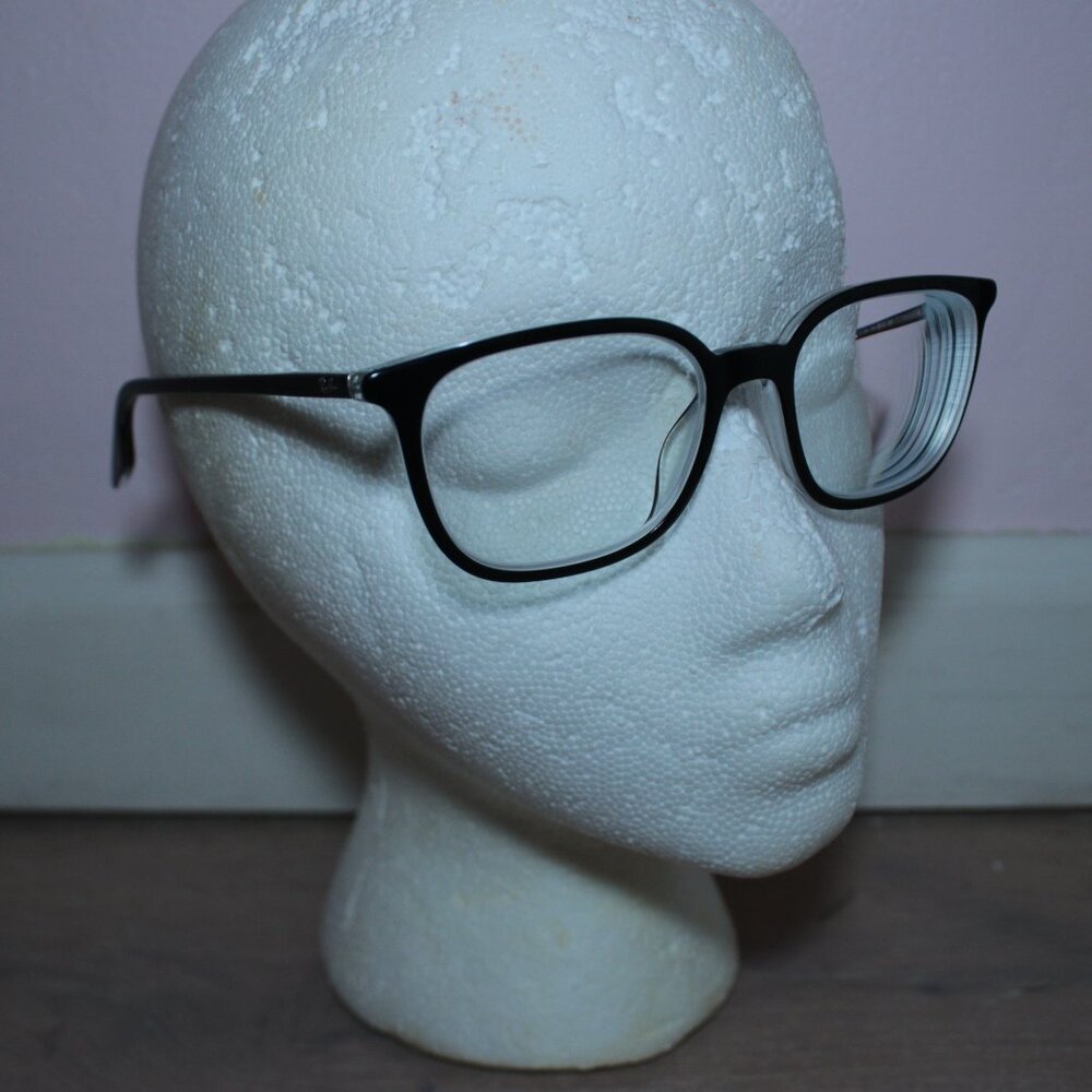 Ray-Ban RB5406 Black/Clear Crystal Acetate Oversized Square Eyeglasses Frames